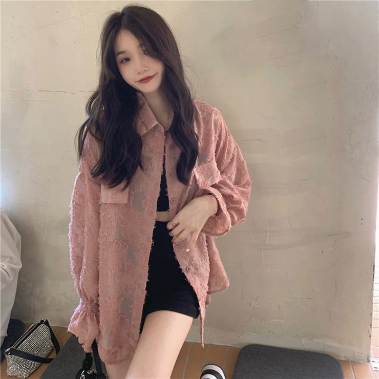 ピンク | 【SHOPLIST限定】シャツシースルートップス日焼け止め服カジュアルビッグシャ… | 17kg