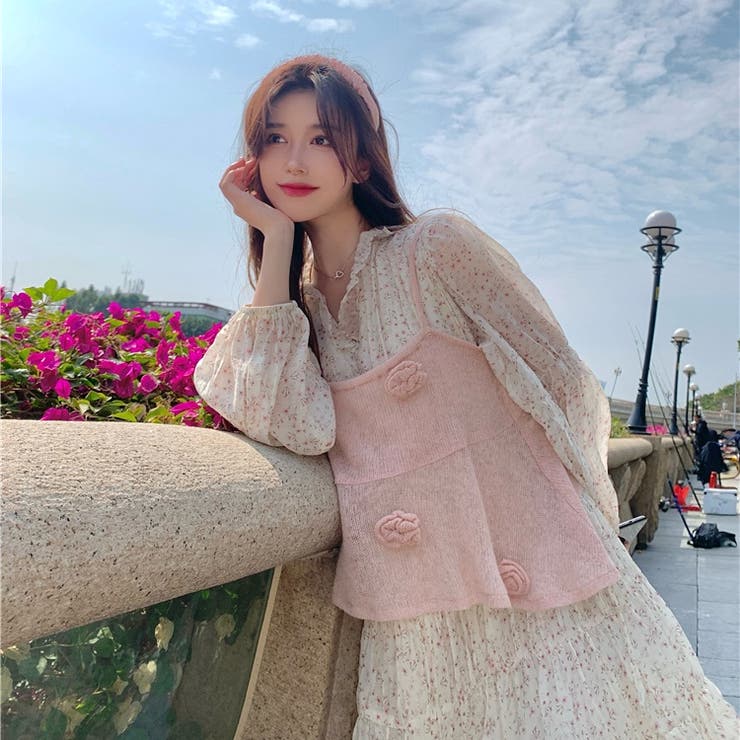 【赤字覚悟！処分セール】優しい雰囲気漂う立体花柄ニットキャミソール | 17kg | 詳細画像9 