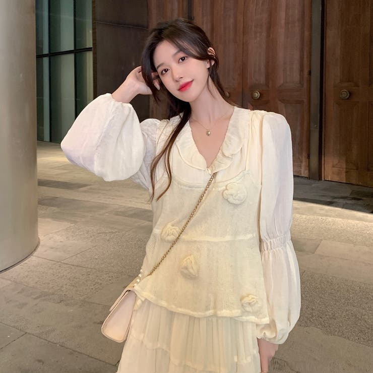 【赤字覚悟！処分セール】優しい雰囲気漂う立体花柄ニットキャミソール | 17kg | 詳細画像2 