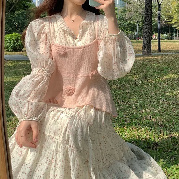 【赤字覚悟！処分セール】優しい雰囲気漂う立体花柄ニットキャミソール | 17kg | 詳細画像5 