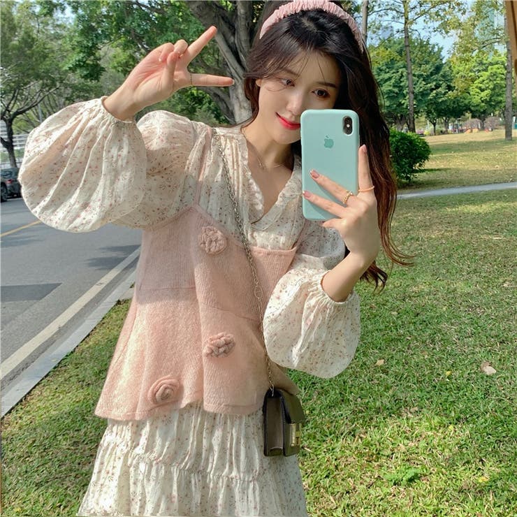 【赤字覚悟！処分セール】優しい雰囲気漂う立体花柄ニットキャミソール | 17kg | 詳細画像8 