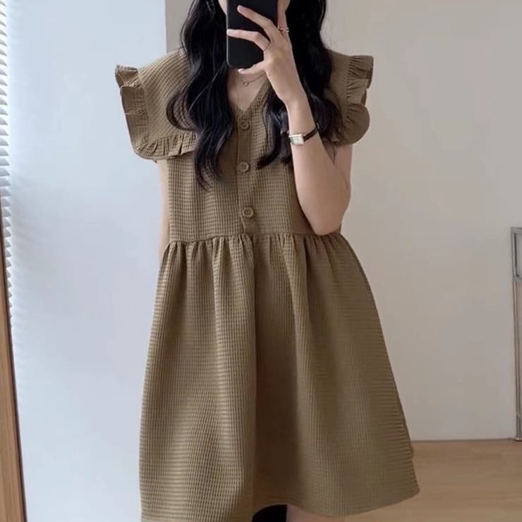 ワンピース 肌見せ ノースリーブ フリル 大人可愛い 韓国 L2126 fit=scale-down,w=1200