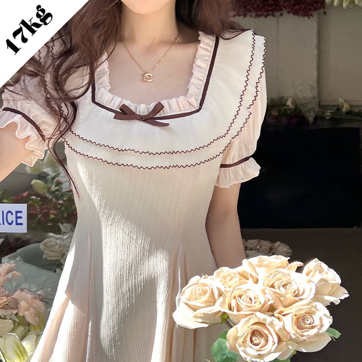 ワンピースショート丈 スクエアネックパフスリーブウエストマーク 品番 Snjw 17kg イチナナキログラム のレディースファッション通販 毎日送料無料 Shoplist ショップリスト