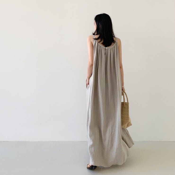 【SHOPLIST限定】ロングキャミワンピース綿麻ノースリーブ | 17kg | 詳細画像6 
