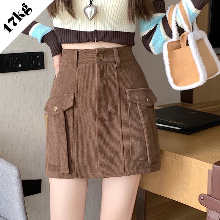 【SHOPLIST限定】韓国ファッションハイウェストコーデュロイミニスカート
