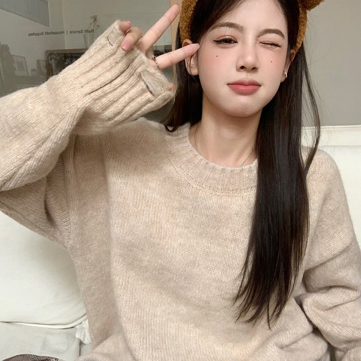 SHOPLIST限定】韓国ファッション刺繍入りニットセーター[品番