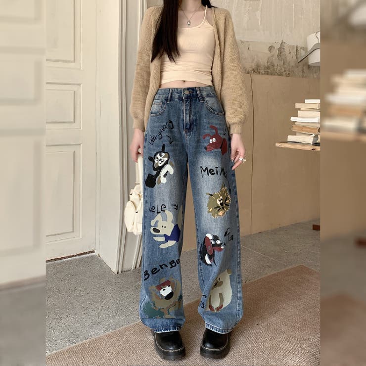 SHOPLIST限定】おしゃれでリラックスした雰囲気!落書きデニムパンツ