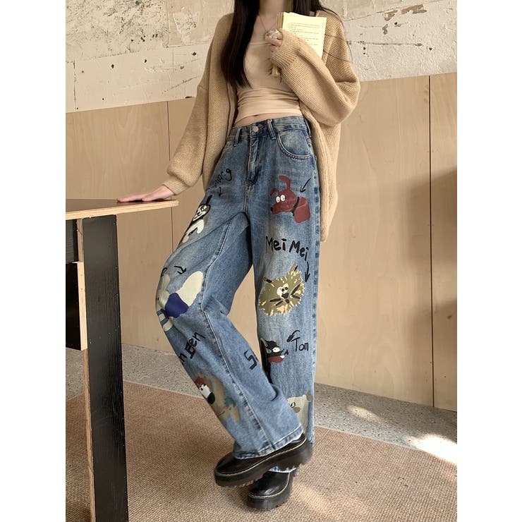 SHOPLIST限定】おしゃれでリラックスした雰囲気!落書きデニムパンツ