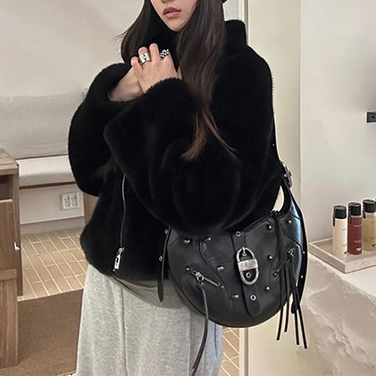 ユニセックス☆大容量 スタッズ ライダースバッグ ショルダー ワンショルダー | 17kg | 詳細画像5 