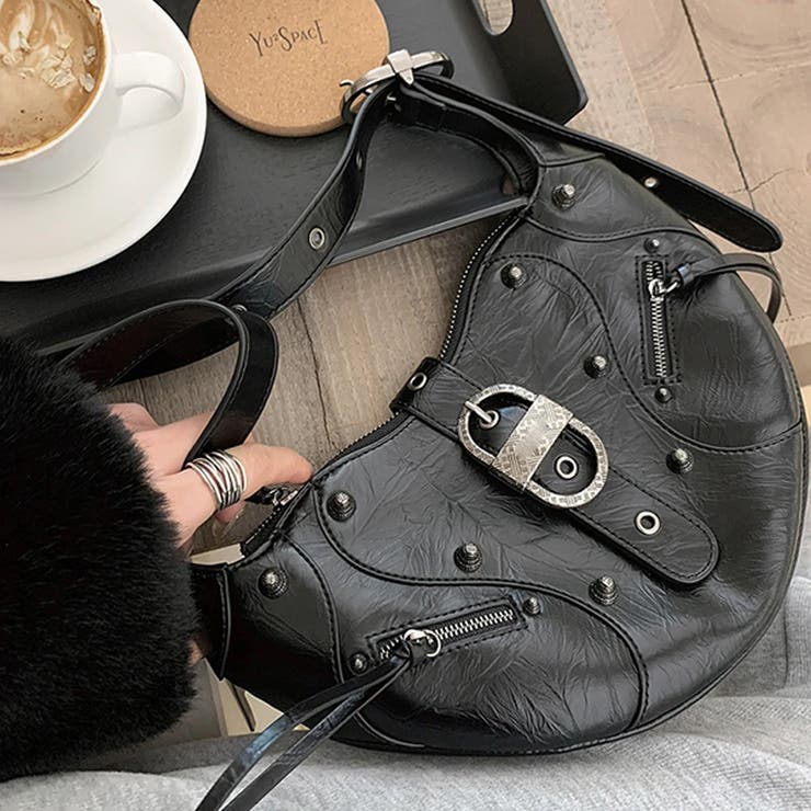 ユニセックス☆大容量 スタッズ ライダースバッグ ショルダー ワンショルダー | 17kg | 詳細画像7 