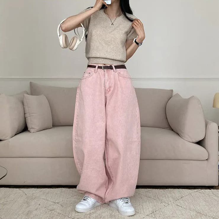 甘辛系ガールズ☆ハイウエスト ハート ポケット ワイドデニムパンツ | 17kg | 詳細画像7