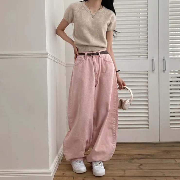 甘辛系ガールズ☆ハイウエスト ハート ポケット ワイドデニムパンツ | 17kg | 詳細画像16