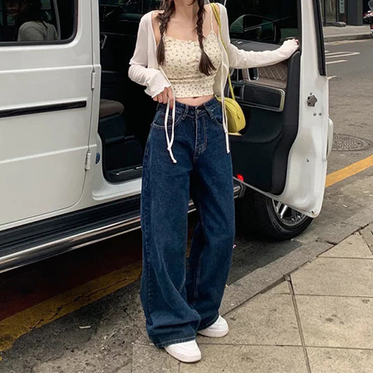 甘辛系ガールズ☆ハイウエスト ボタン ワイド ストレート デニムパンツ | 17kg | 詳細画像4 