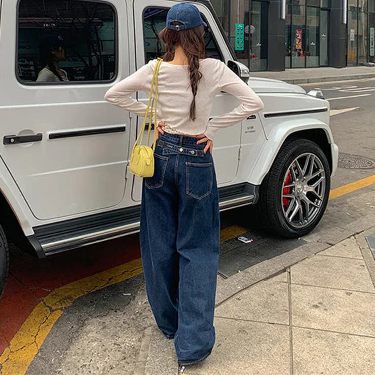 甘辛系ガールズ☆ハイウエスト ボタン ワイド ストレート デニムパンツ | 17kg | 詳細画像5 