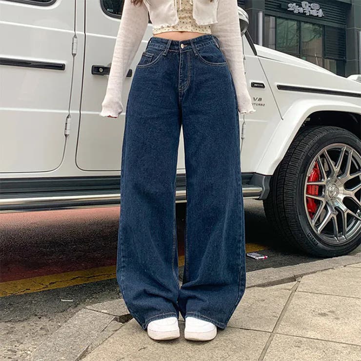 甘辛系ガールズ☆ハイウエスト ボタン ワイド ストレート デニムパンツ | 17kg | 詳細画像9 