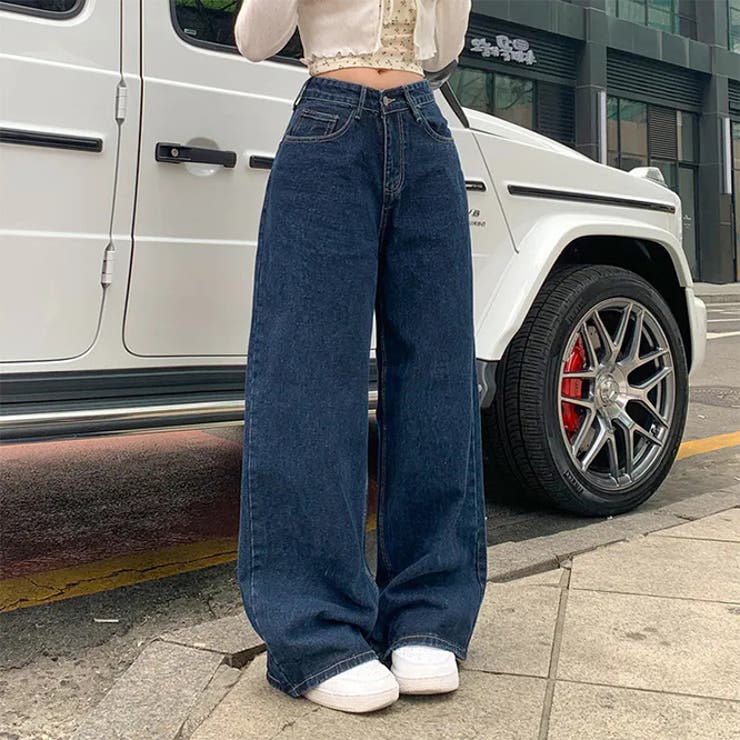 甘辛系ガールズ☆ハイウエスト ボタン ワイド ストレート デニムパンツ | 17kg | 詳細画像10 