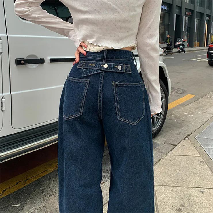 甘辛系ガールズ☆ハイウエスト ボタン ワイド ストレート デニムパンツ | 17kg | 詳細画像11 