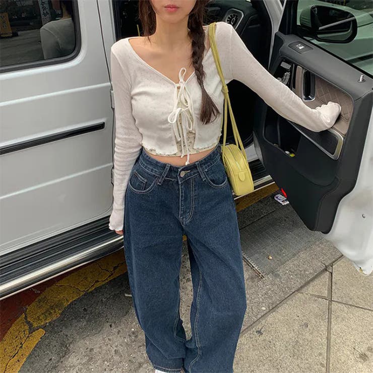 甘辛系ガールズ☆ハイウエスト ボタン ワイド ストレート デニムパンツ | 17kg | 詳細画像14 