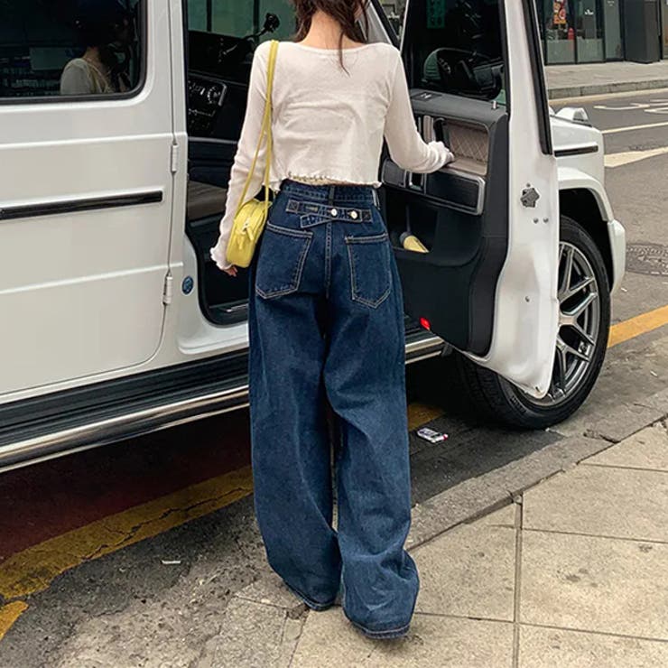 甘辛系ガールズ☆ハイウエスト ボタン ワイド ストレート デニムパンツ | 17kg | 詳細画像17 