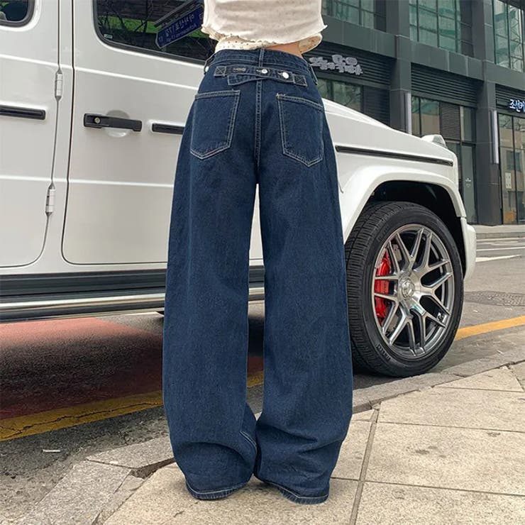 甘辛系ガールズ☆ハイウエスト ボタン ワイド ストレート デニムパンツ | 17kg | 詳細画像18 