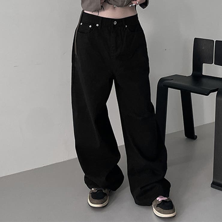 甘辛系ガールズ☆ハイウエスト ボタン ワイド ストレート デニムパンツ | 17kg | 詳細画像22 
