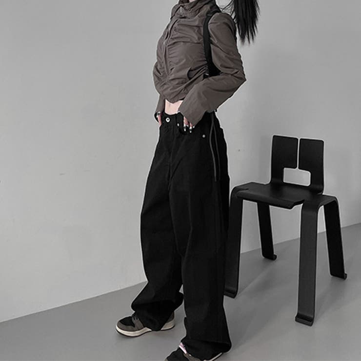 甘辛系ガールズ☆ハイウエスト ボタン ワイド ストレート デニムパンツ | 17kg | 詳細画像23 