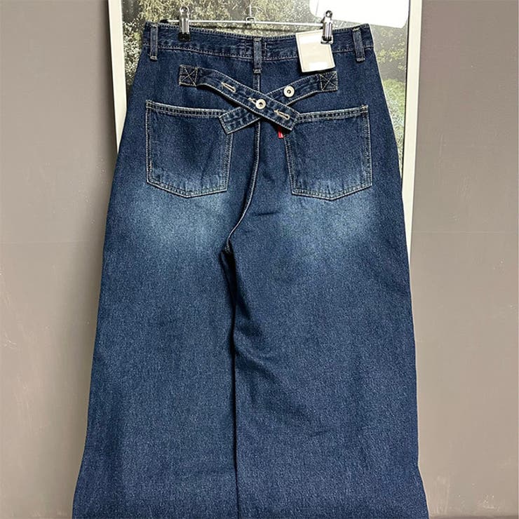 甘辛系ガールズ☆ハイウエスト ボタン ワイド ストレート デニムパンツ | 17kg | 詳細画像3 