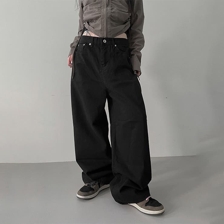 甘辛系ガールズ☆ハイウエスト ボタン ワイド ストレート デニムパンツ | 17kg | 詳細画像29 