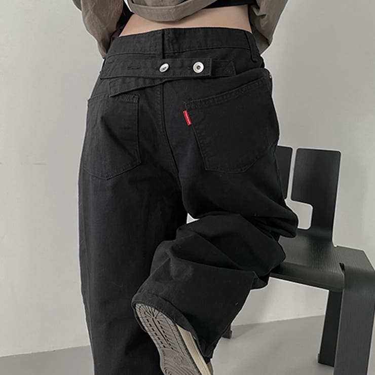 甘辛系ガールズ☆ハイウエスト ボタン ワイド ストレート デニムパンツ | 17kg | 詳細画像30 