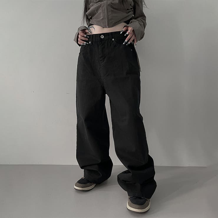 甘辛系ガールズ☆ハイウエスト ボタン ワイド ストレート デニムパンツ | 17kg | 詳細画像35 