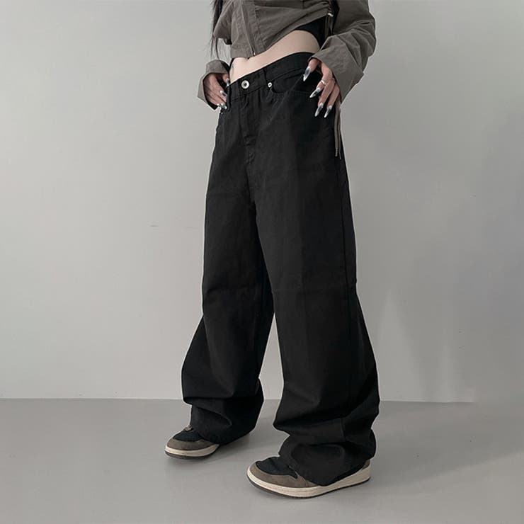 甘辛系ガールズ☆ハイウエスト ボタン ワイド ストレート デニムパンツ | 17kg | 詳細画像36 