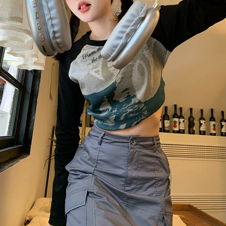 甘辛系ガールズ☆クルーネック 長袖Tシャツ クロップド丈 | 17kg | 詳細画像6 