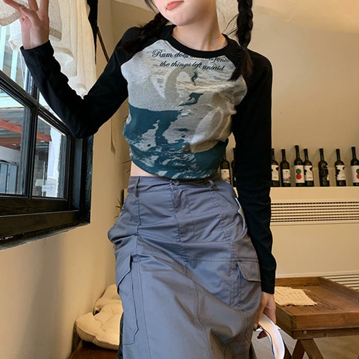 甘辛系ガールズ☆クルーネック 長袖Tシャツ クロップド丈 | 17kg | 詳細画像7 