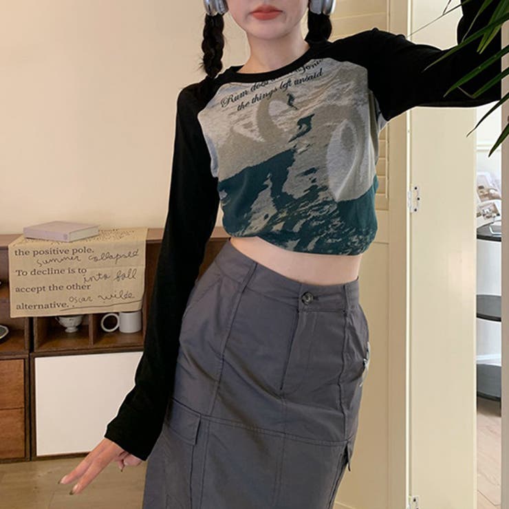 甘辛系ガールズ☆クルーネック 長袖Tシャツ クロップド丈 | 17kg | 詳細画像8 