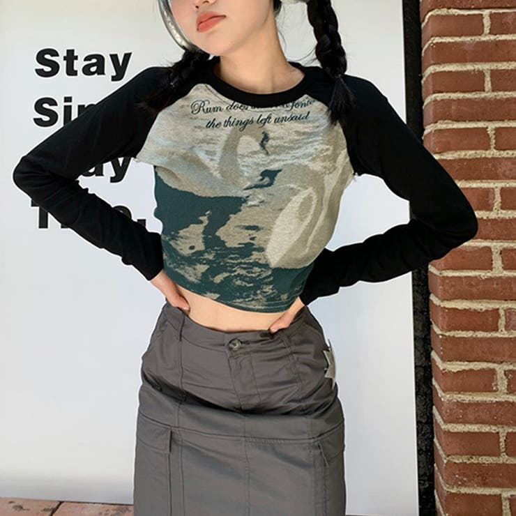 甘辛系ガールズ☆クルーネック 長袖Tシャツ クロップド丈 | 17kg | 詳細画像9 