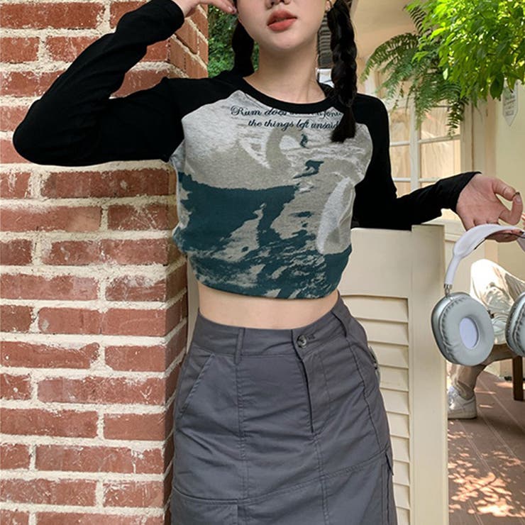 甘辛系ガールズ☆クルーネック 長袖Tシャツ クロップド丈 | 17kg | 詳細画像12 