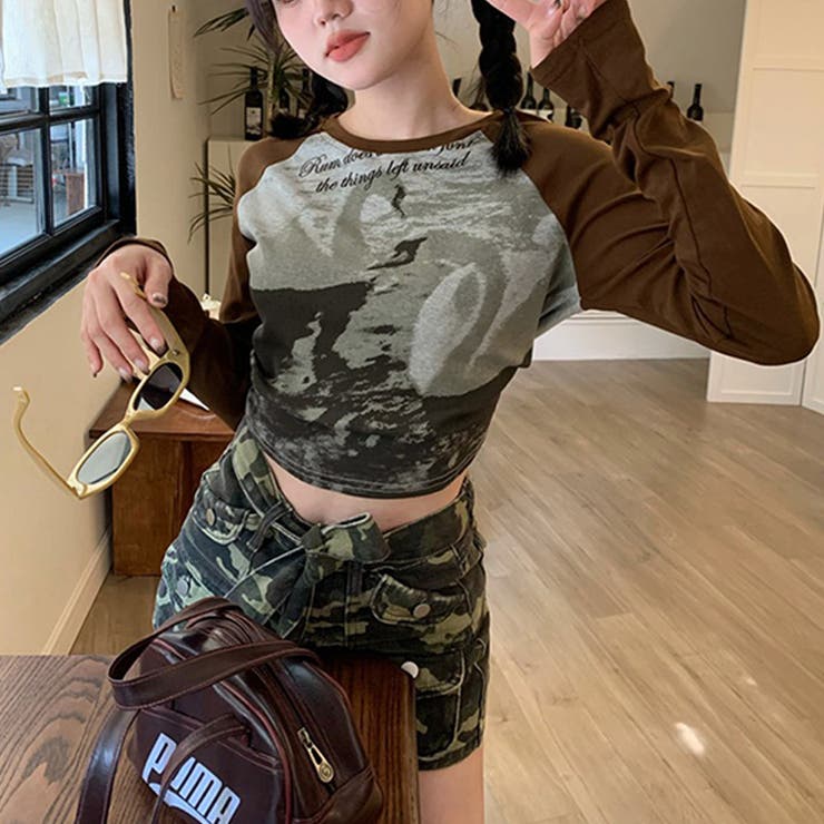 甘辛系ガールズ☆クルーネック 長袖Tシャツ クロップド丈 | 17kg | 詳細画像14 