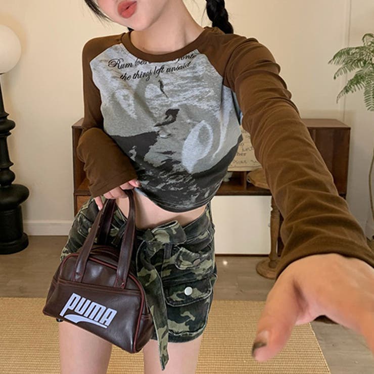 甘辛系ガールズ☆クルーネック 長袖Tシャツ クロップド丈 | 17kg | 詳細画像15 