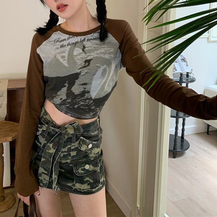 甘辛系ガールズ☆クルーネック 長袖Tシャツ クロップド丈 | 17kg | 詳細画像4 