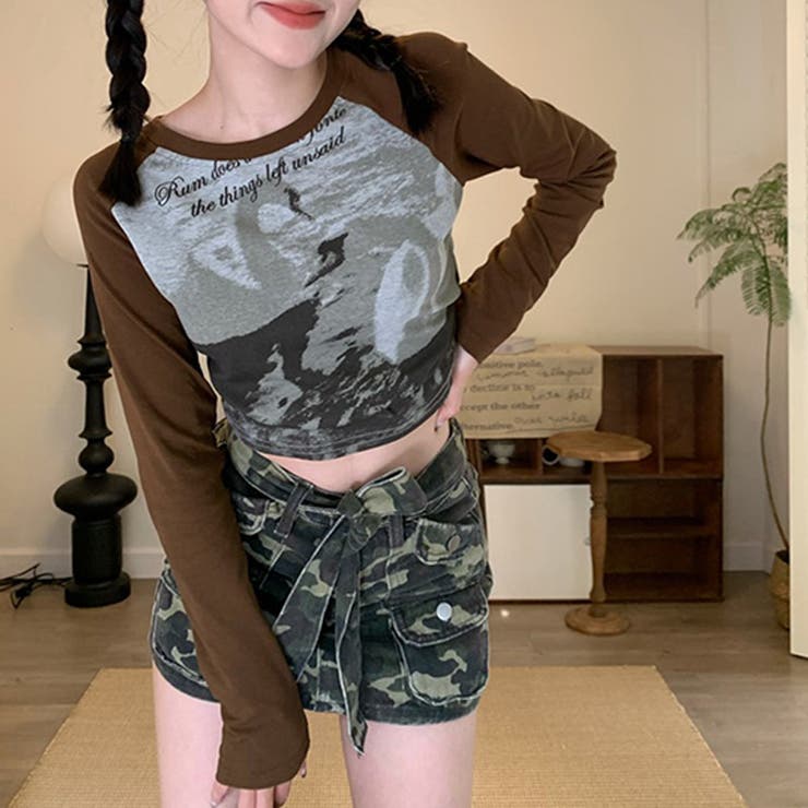 甘辛系ガールズ☆クルーネック 長袖Tシャツ クロップド丈 | 17kg | 詳細画像18 