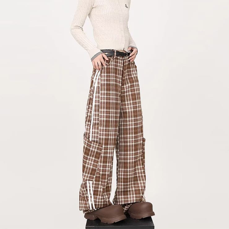 2025秋☆甘辛系ガールズ☆ルーズ チェック スウェット パンツ | 17kg | 詳細画像1 