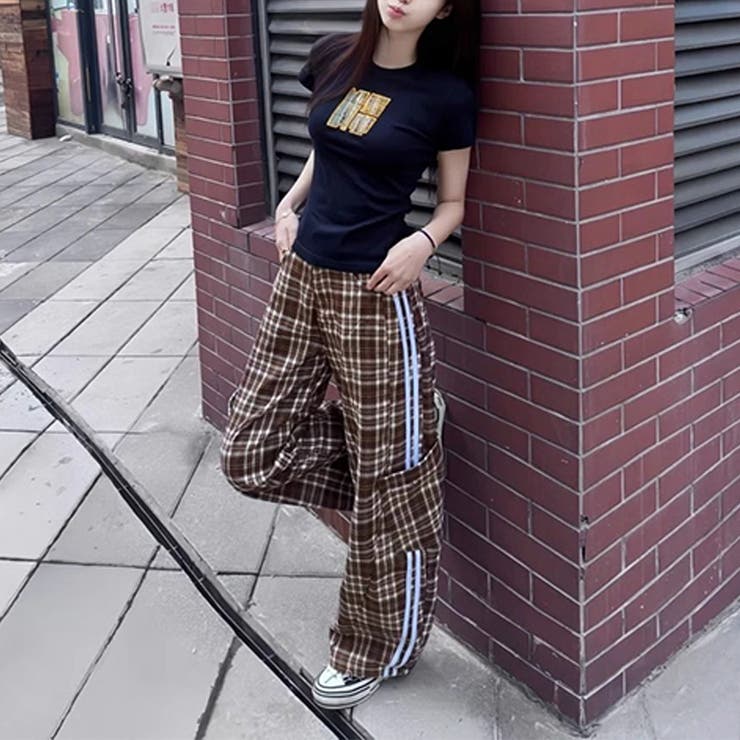 2025秋☆甘辛系ガールズ☆ルーズ チェック スウェット パンツ | 17kg | 詳細画像2 