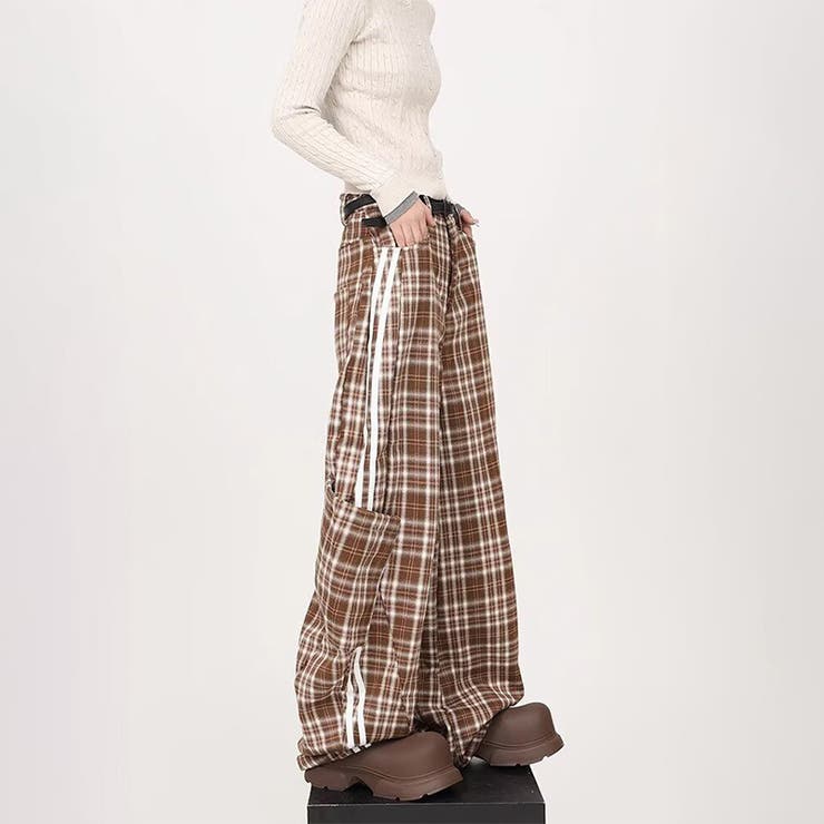 2025秋☆甘辛系ガールズ☆ルーズ チェック スウェット パンツ | 17kg | 詳細画像9 