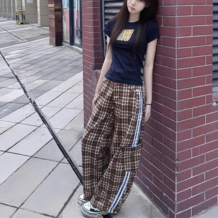 2025秋☆甘辛系ガールズ☆ルーズ チェック スウェット パンツ | 17kg | 詳細画像5 