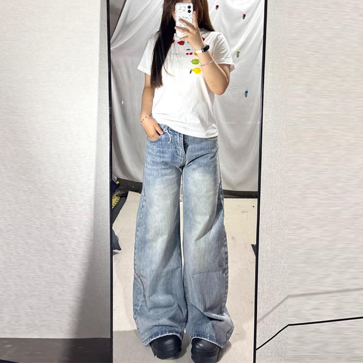 2025秋☆甘辛系ガールズ☆ウォッシュ カーブ デニムパンツ | 17kg | 詳細画像22 