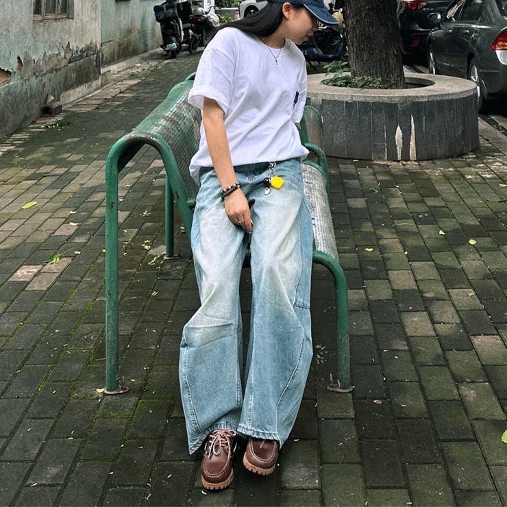 2025秋☆甘辛系ガールズ☆ウォッシュ カーブ デニムパンツ | 17kg | 詳細画像29 