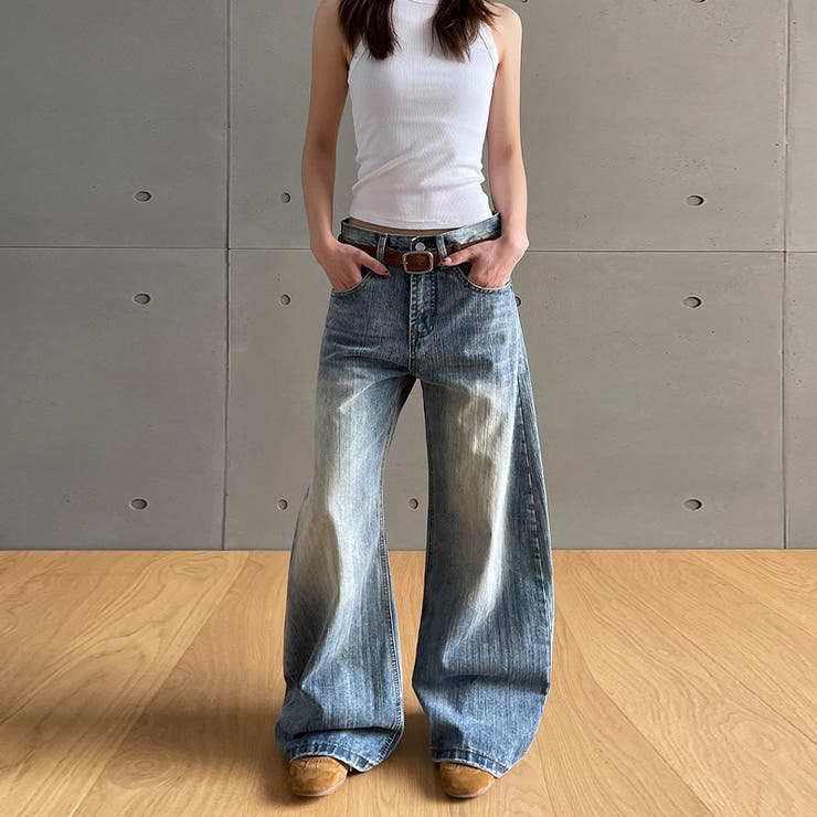 2025秋☆ユニセックス☆ドビー ウォッシュ カーブデニムパンツ | 17kg | 詳細画像11 
