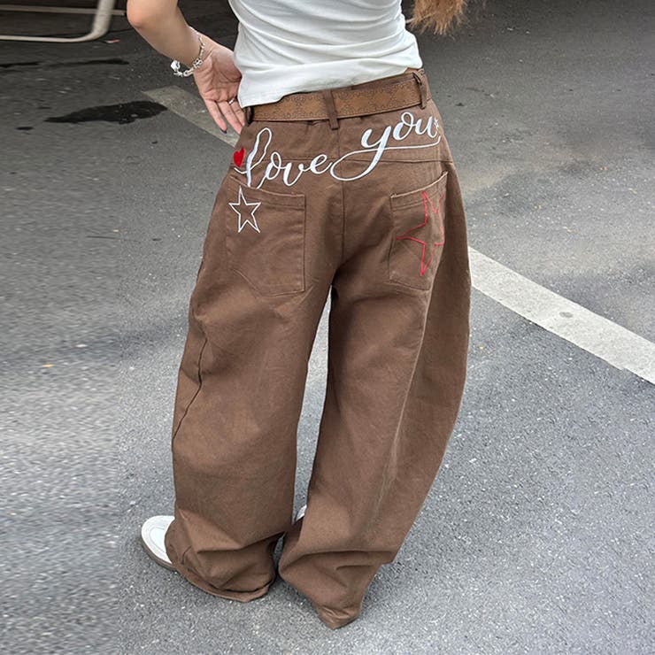 2025秋☆ユニセックス☆ストリートレトロスターロゴ刺繍デニムパンツ | 17kg | 詳細画像10 