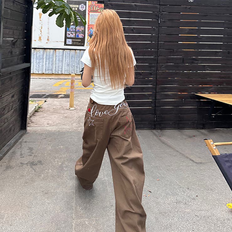 2025秋☆ユニセックス☆ストリートレトロスターロゴ刺繍デニムパンツ | 17kg | 詳細画像3 