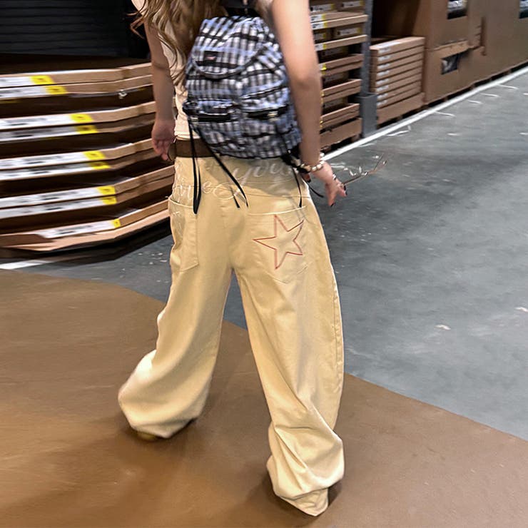 2025秋☆ユニセックス☆ストリートレトロスターロゴ刺繍デニムパンツ | 17kg | 詳細画像18 